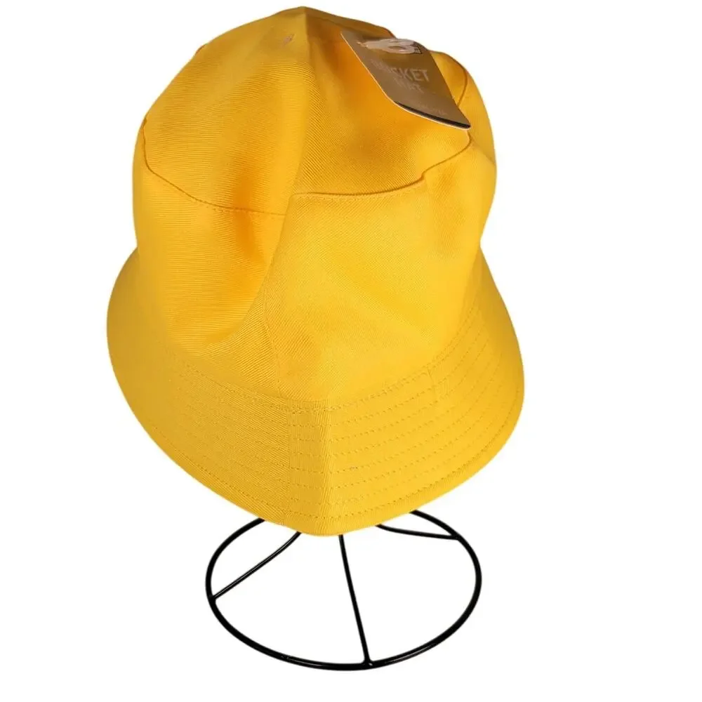 Yellow Bucket Hat Adult Novelty Cap Lightweight Solid Color Summer Sun Unlined